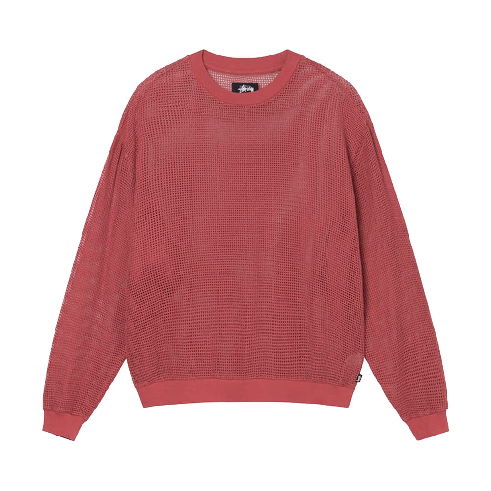 Stussy Cotton Mesh Long-Sleeve Crew Brick