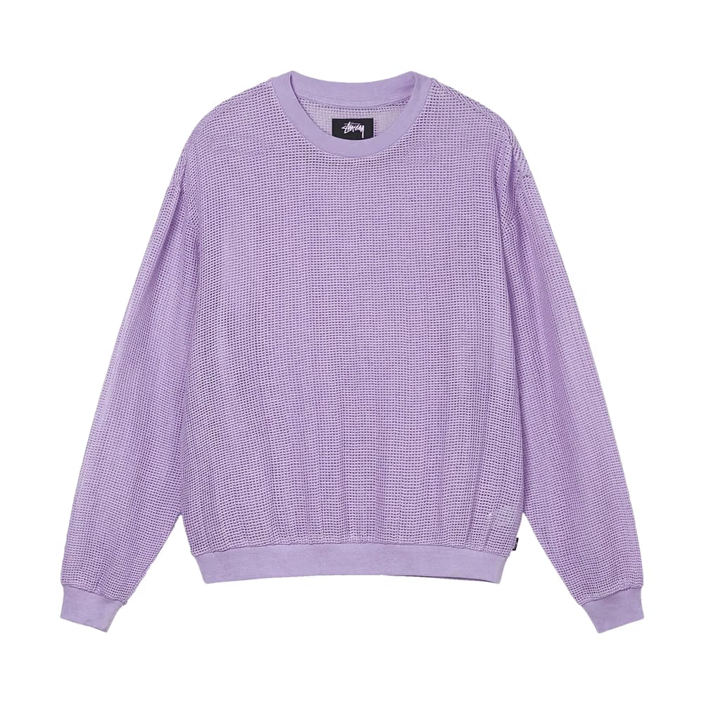 Stussy Cotton Mesh Long-Sleeve Crew Lavender