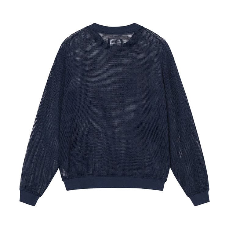 Stussy Cotton Mesh Long-Sleeve Crew Navy