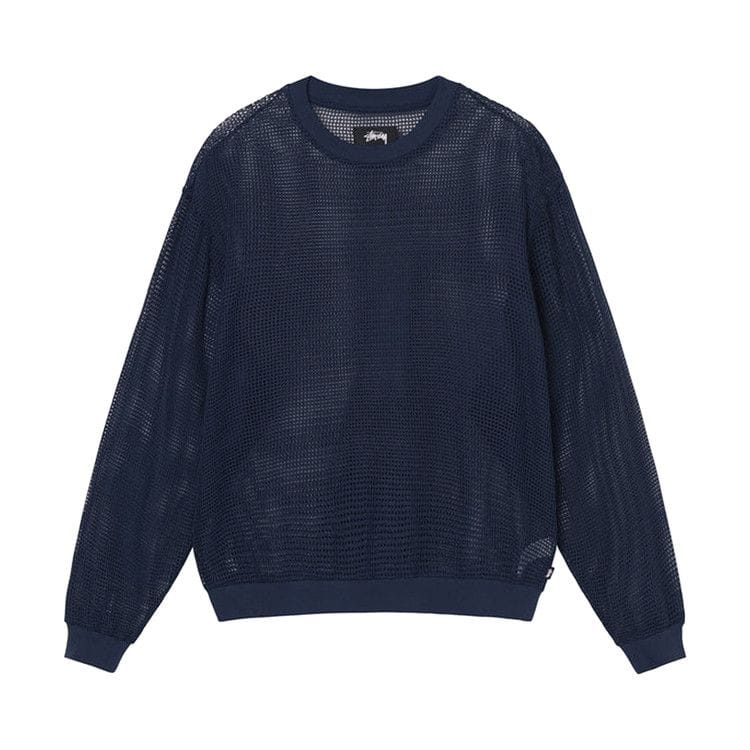 Stussy Cotton Mesh Long-Sleeve Crew Navy