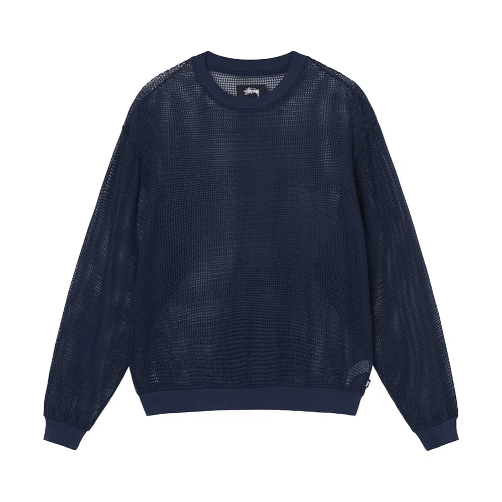 Stussy Cotton Mesh Long-Sleeve Crew Navy