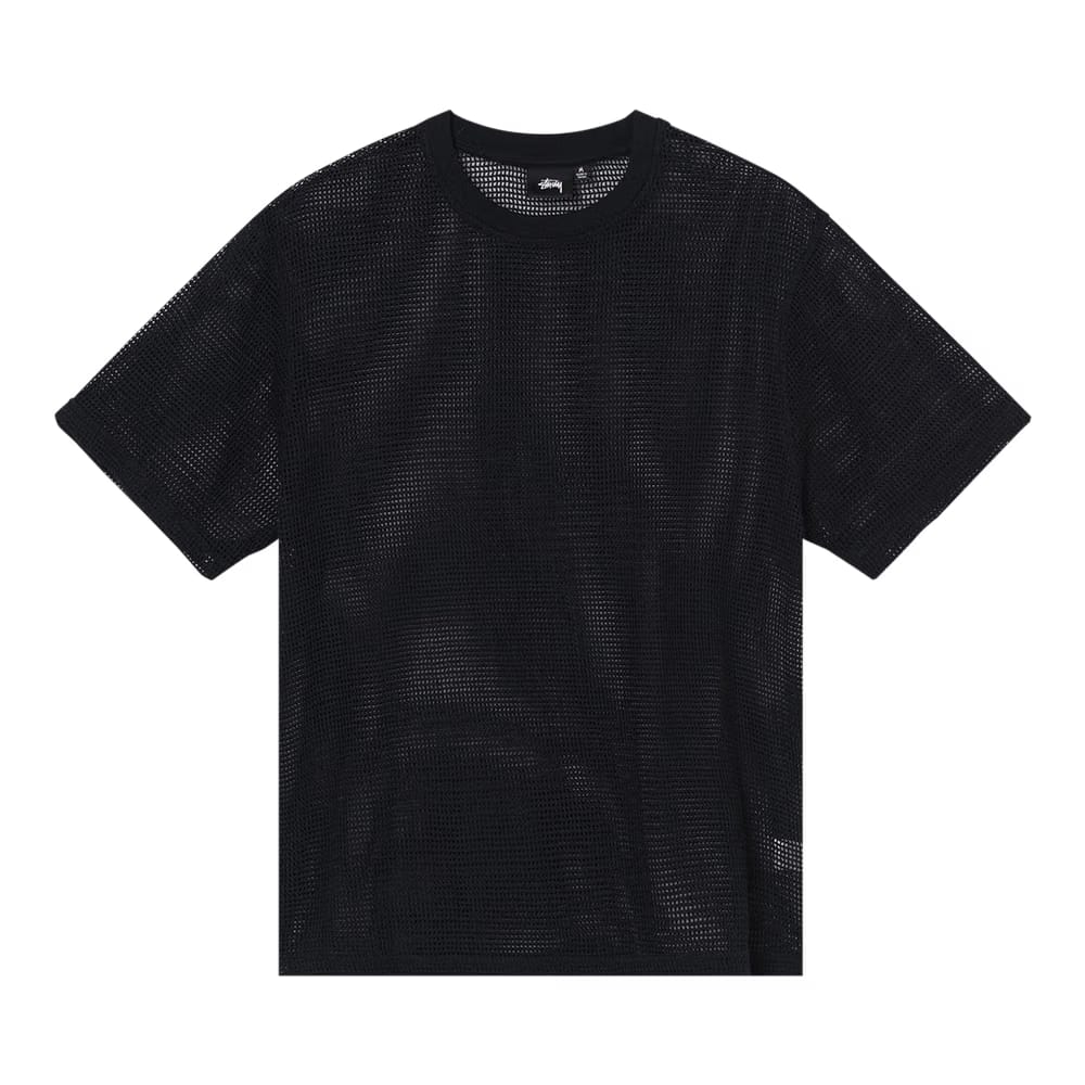 Stussy Cotton Mesh Shorts-Sleeve Crew Black