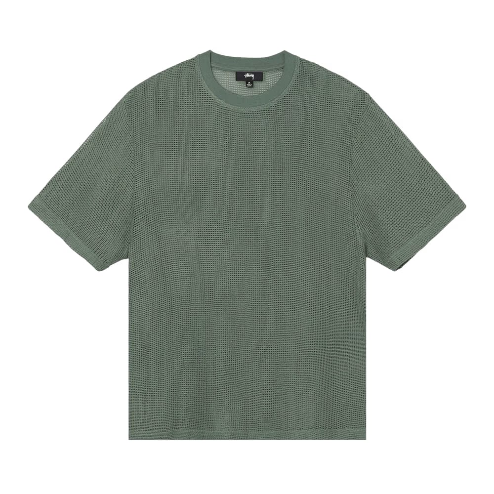 Stussy Cotton Mesh Shorts-Sleeve Crew Green