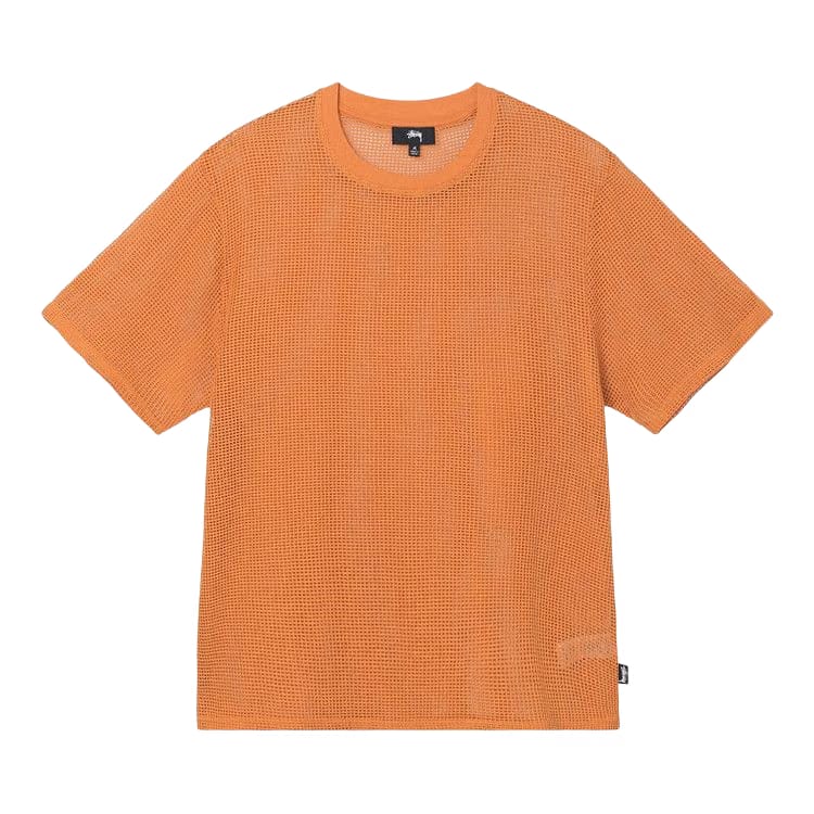 Stussy Cotton Mesh Shorts-Sleeve Crew Orange