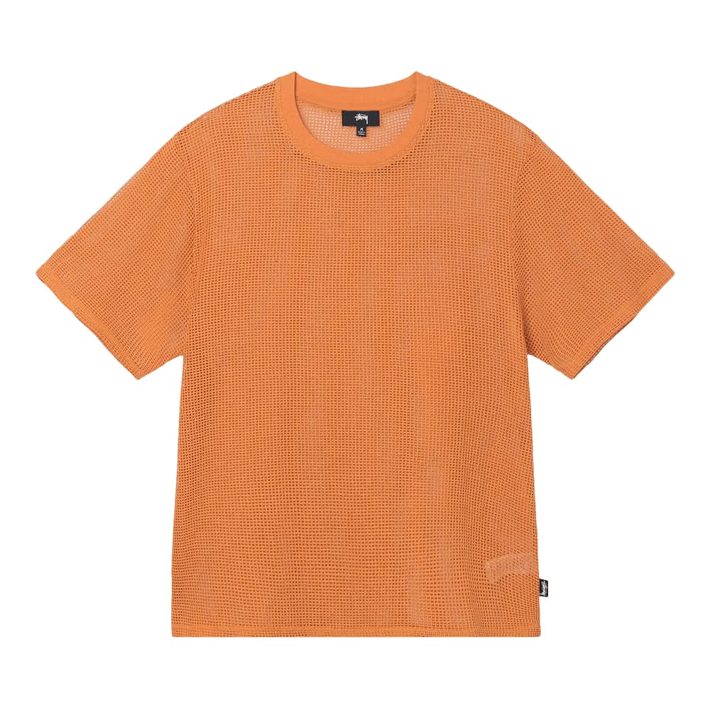Stussy Cotton Mesh Shorts-Sleeve Crew Orange