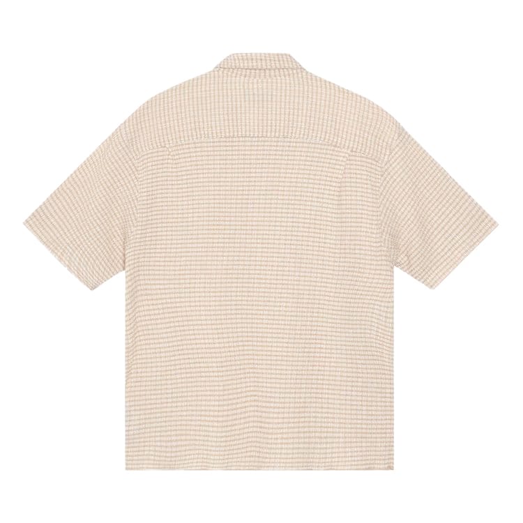 Stussy Crinkled Check Shorts-Sleeve Shirt Tan