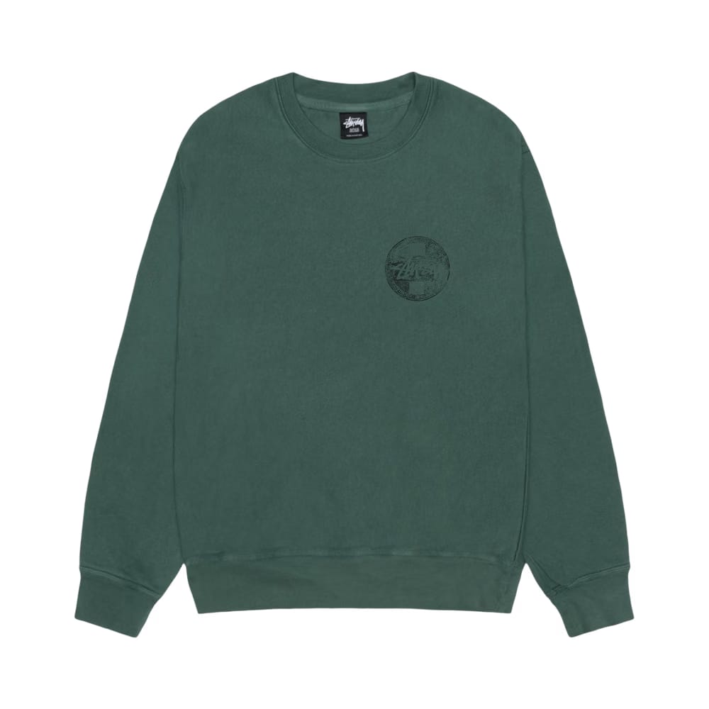 Stussy Dot Stamp Crew Pigment Dyed Forest