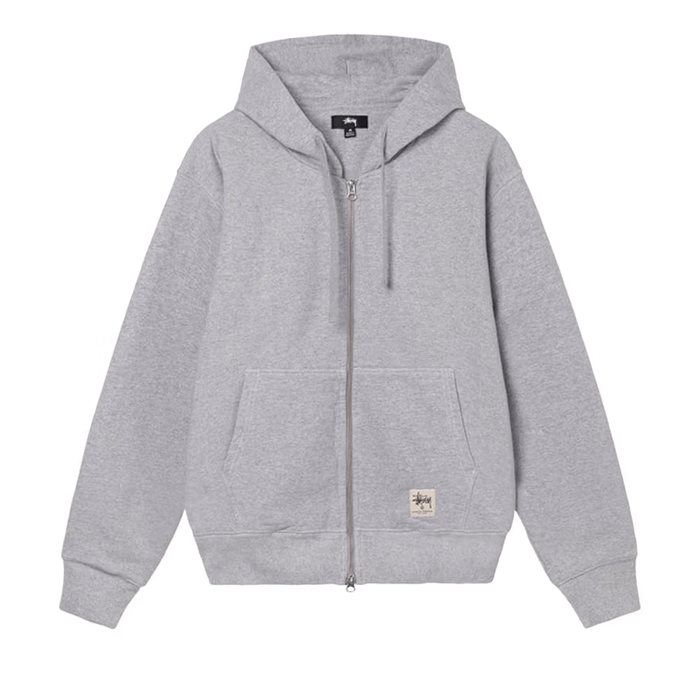 Stussy Double Face Label Zip Hoodie Grey Heather