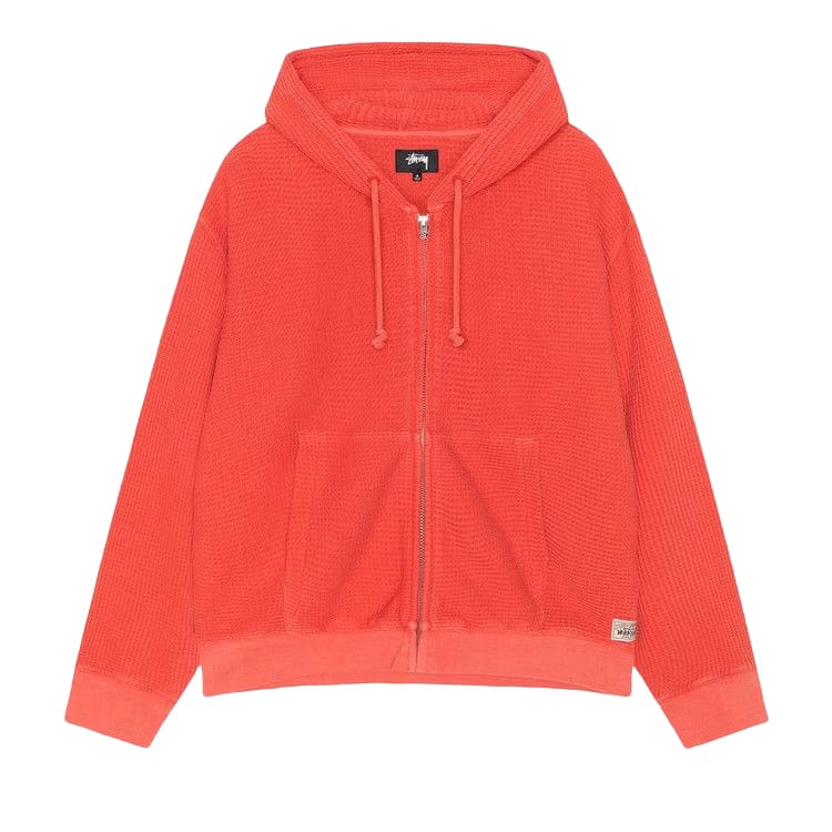 Stussy Double Layer Waffle Zip Hoodie Red