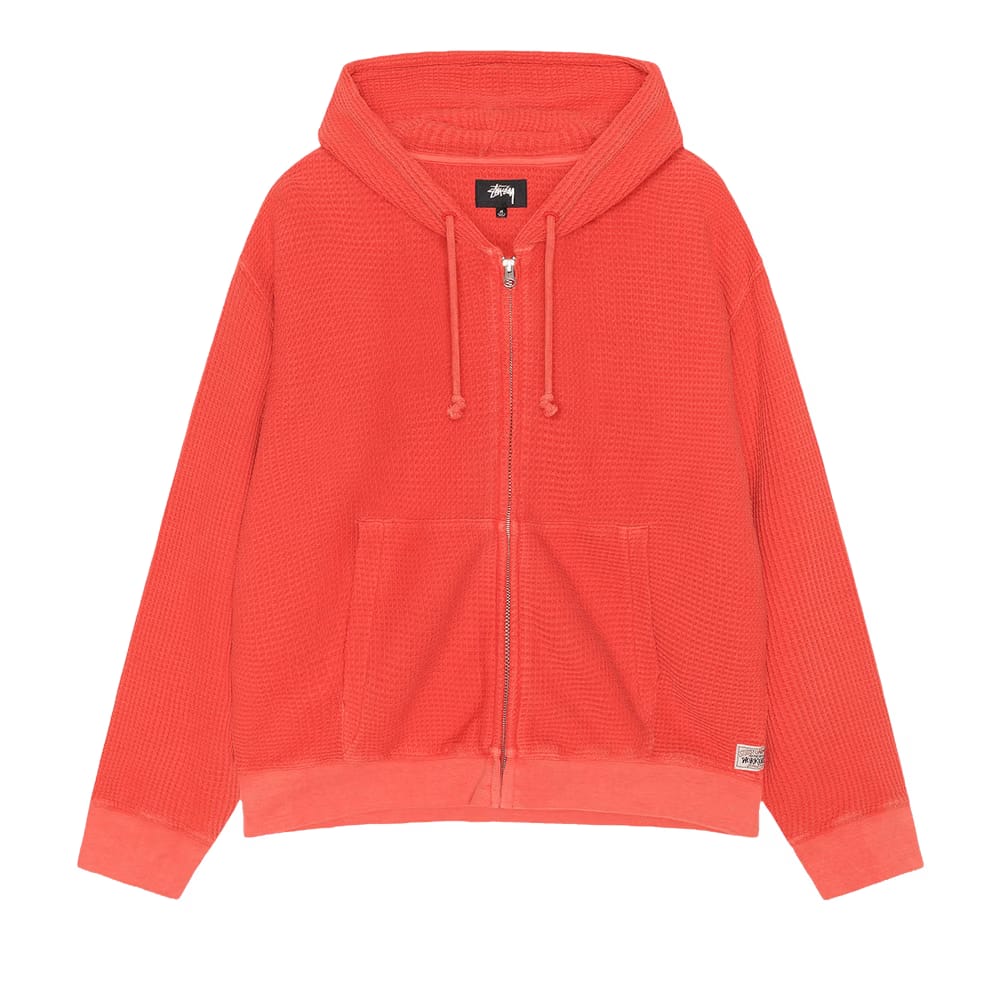 Stussy Double Layer Waffle Zip Hoodie Red