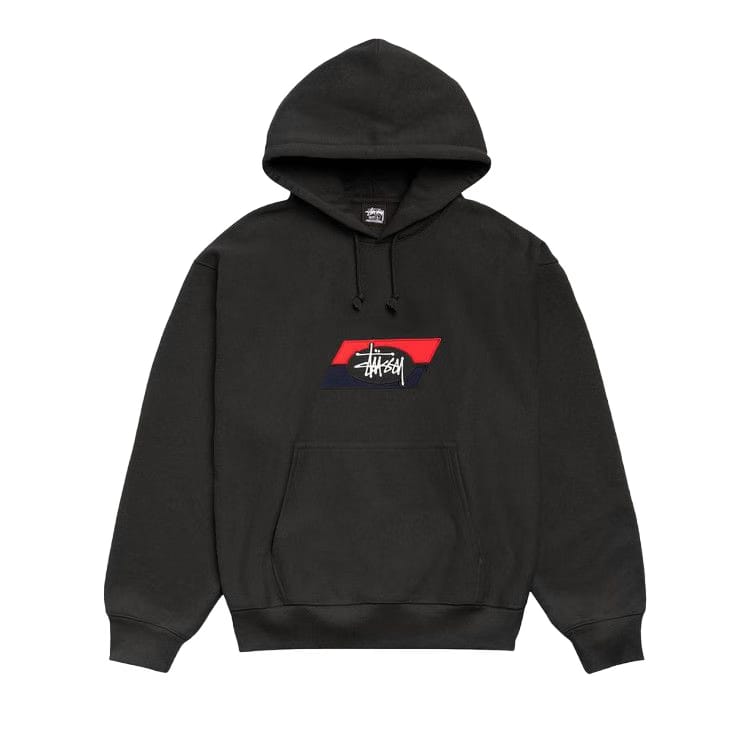 Stussy Double Stripe Embroidered Hoodie Black