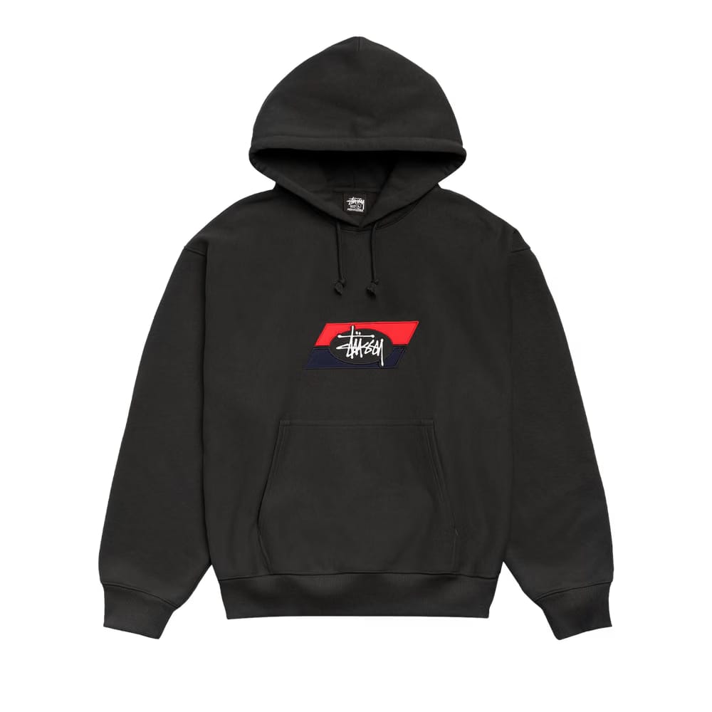 Stussy Double Stripe Embroidered Hoodie Black