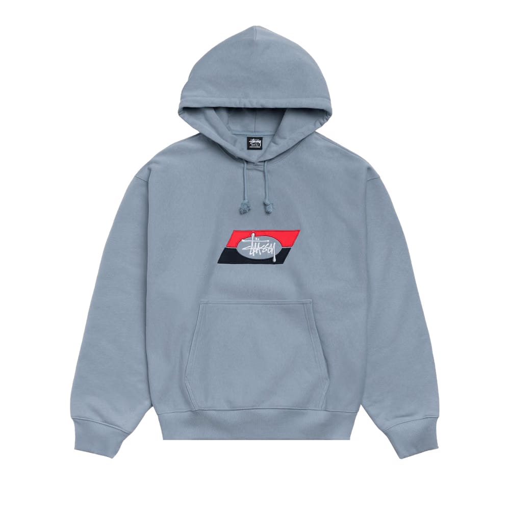 Stussy Double Stripe Embroidered Hoodie Slate