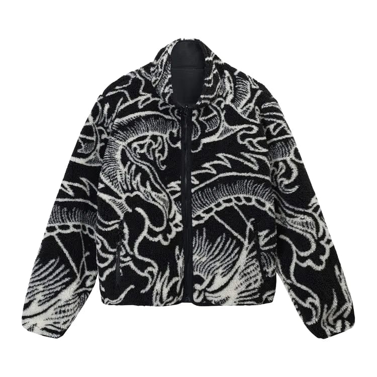 Stussy Dragon Sherpa Jacket Black