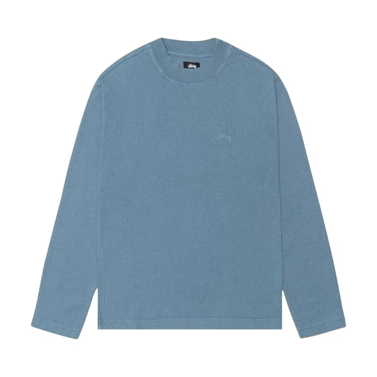 Stussy Dyed Long-Sleeve Mock Neck T-Shirt Blue