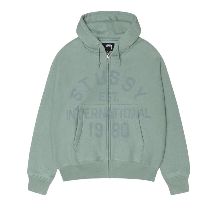 Stussy Established Zip Hoodie Grey Green