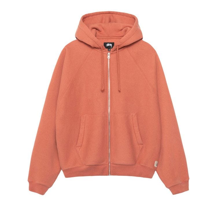 Stussy Fleece Raglan Zip Hoodie Brick