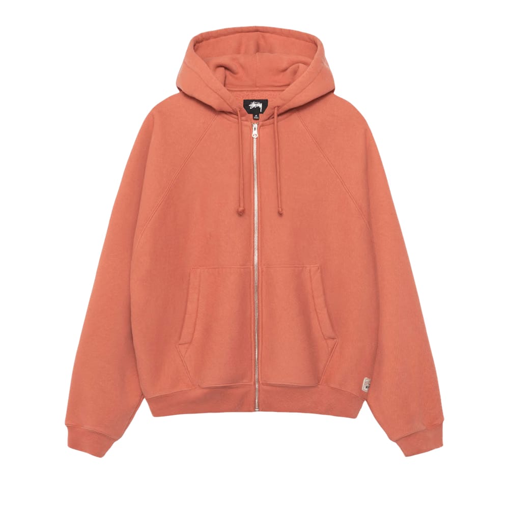 Stussy Fleece Raglan Zip Hoodie Brick