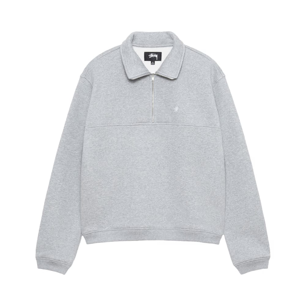 Stussy Fleece Zip Mockneck Grey Heather