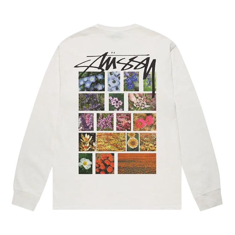 Stussy Flower Grid Pigment Dyed Long-Sleeve T-Shirt Natural