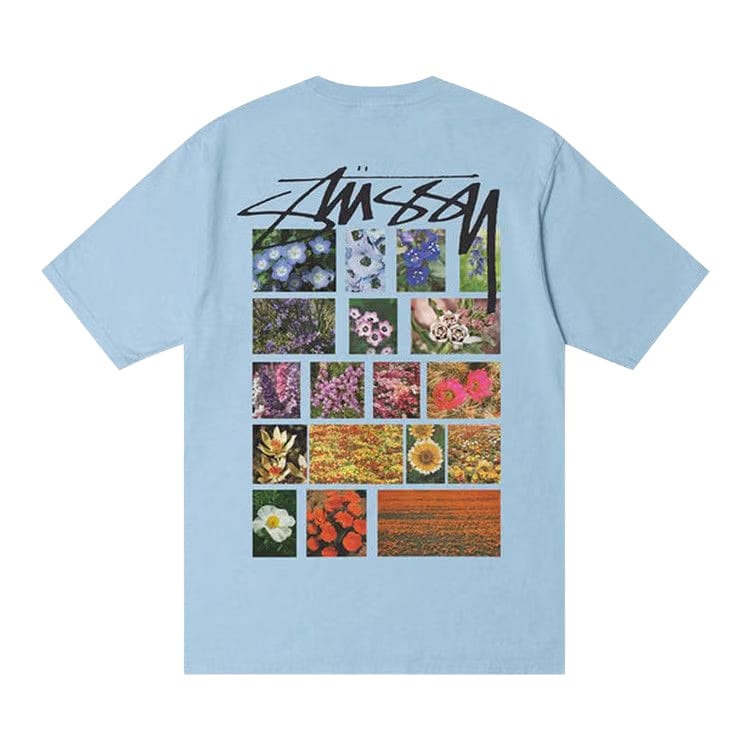 Stussy Flower Grid Pigment Dyed T-Shirt Sky Blue