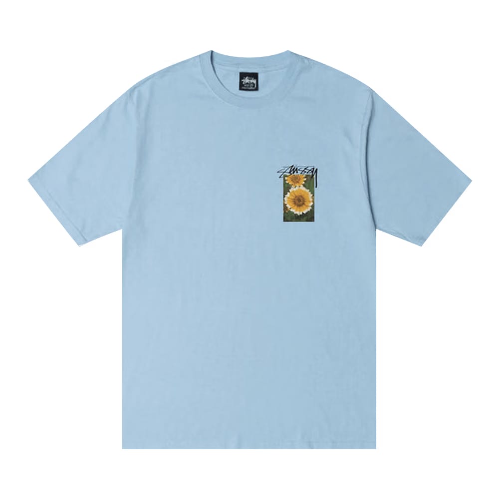 Stussy Flower Grid Pigment Dyed T-Shirt Sky Blue