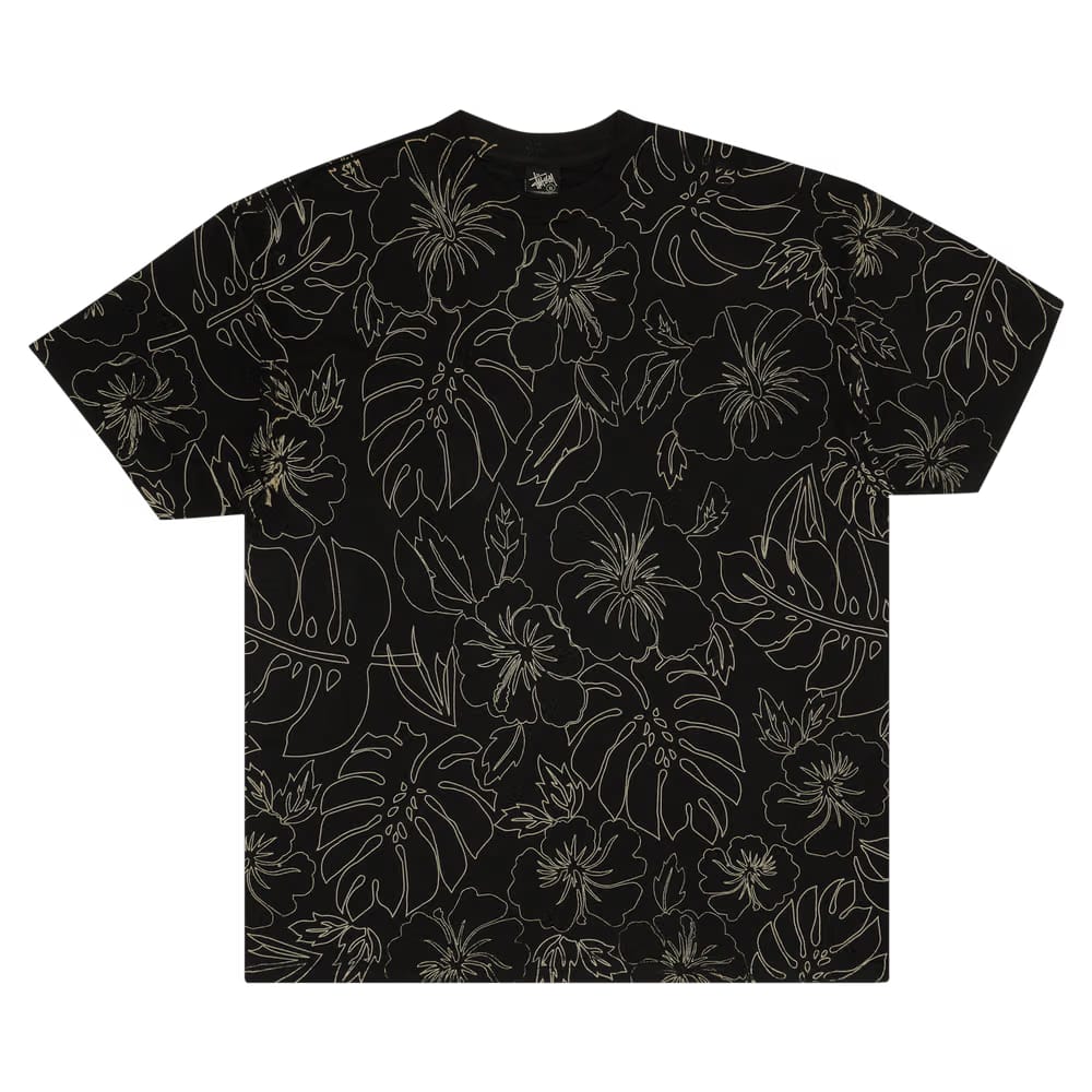 Stussy Gear Hawaiian Flower T-Shirt Black/Gold