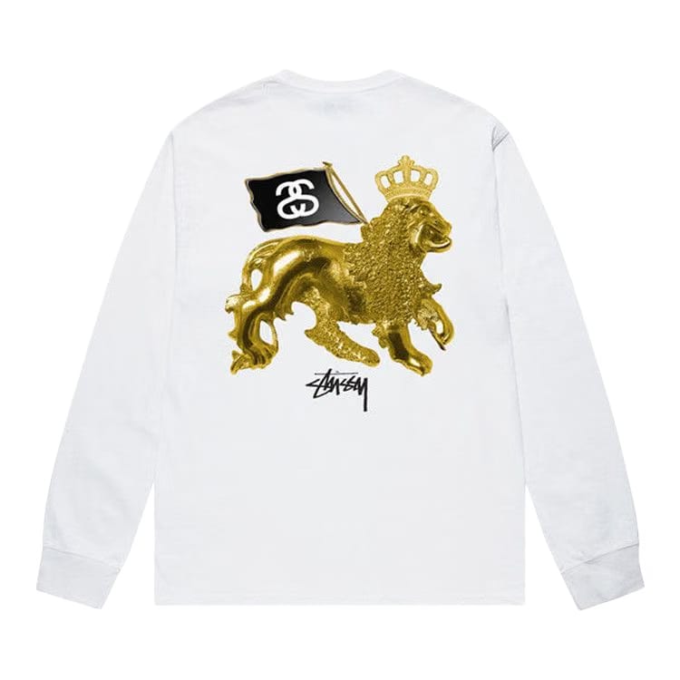 Stussy Gold Lion Long-Sleeve T-Shirt White