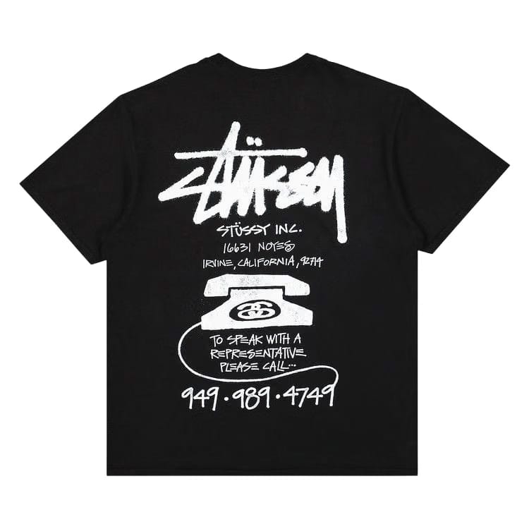 Stussy Old Phone Pigment Dyed T-Shirt Black