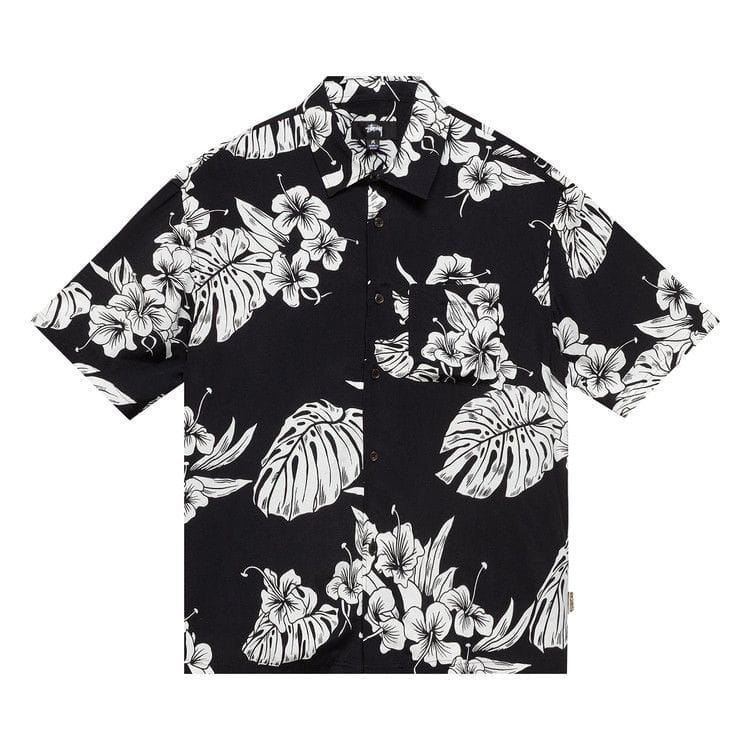 Stussy Hawaiian Shorts-Sleeve Shirt Black