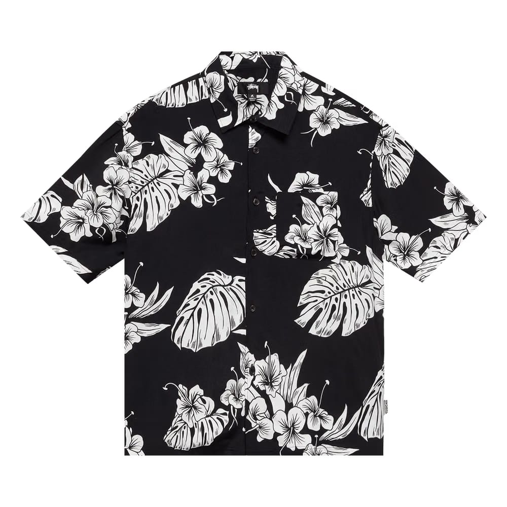 Stussy Hawaiian Shorts-Sleeve Shirt Black