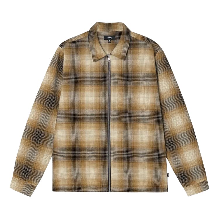 Stussy Jack Shadow Plaid Zip Shirt Mustard