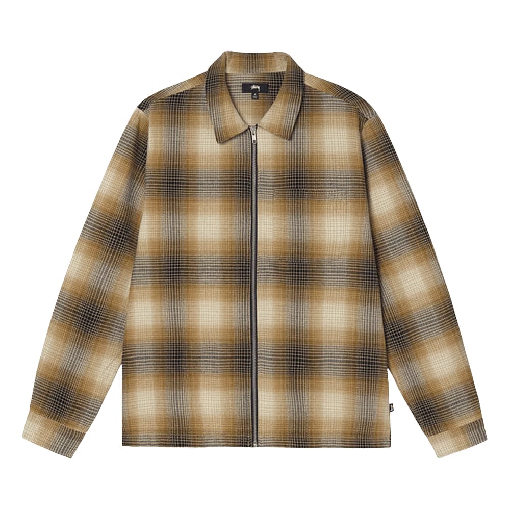 Stussy Jack Shadow Plaid Zip Shirt Mustard
