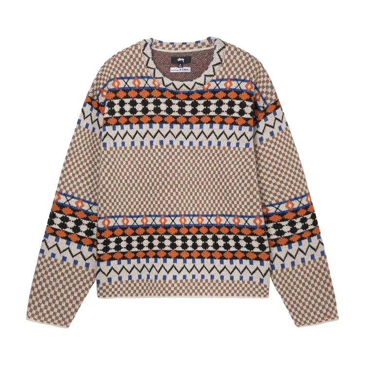 Stussy Jacquard Knit Crew Brown