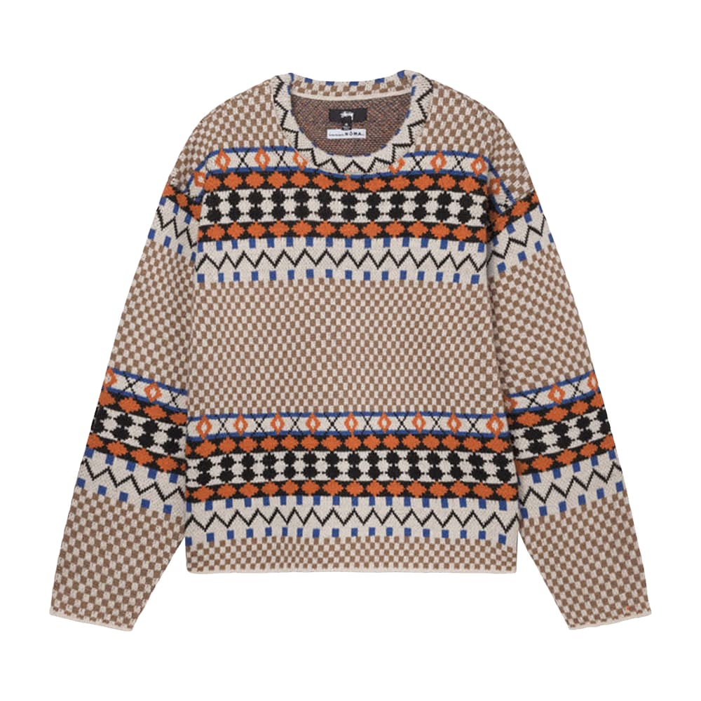 Stussy Jacquard Knit Crew Brown