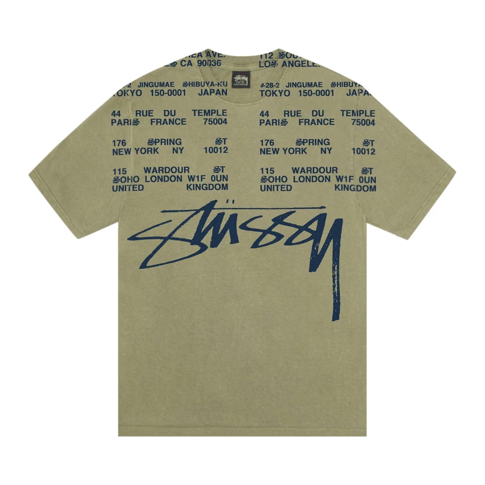 Stussy Locations T-Shirt Pigment Dyed Olive
