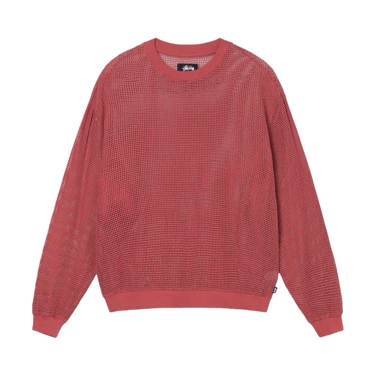 Stussy Mesh Long-Sleeve Crew Red