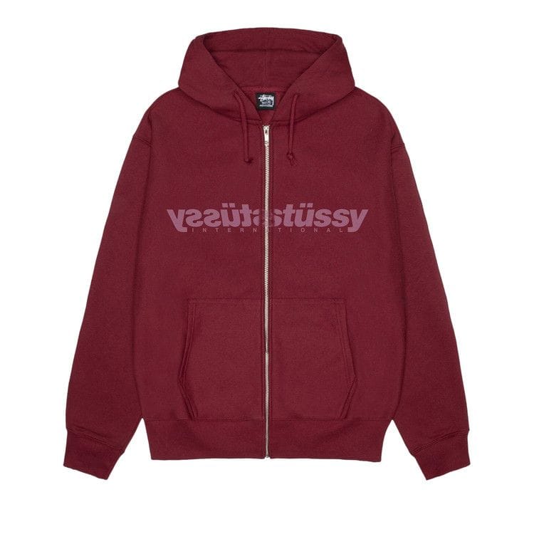 Stussy Mirror Zip Hoodie Wine