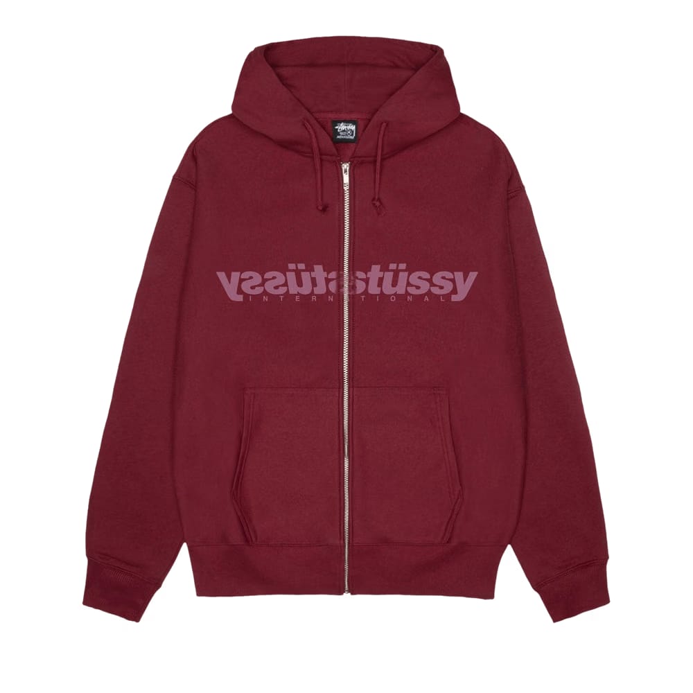Stussy Mirror Zip Hoodie Wine
