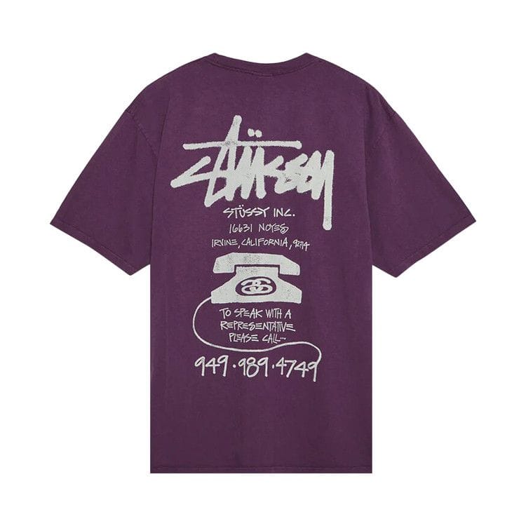 Stussy Old Phone Pigment Dyed T-Shirt Purple