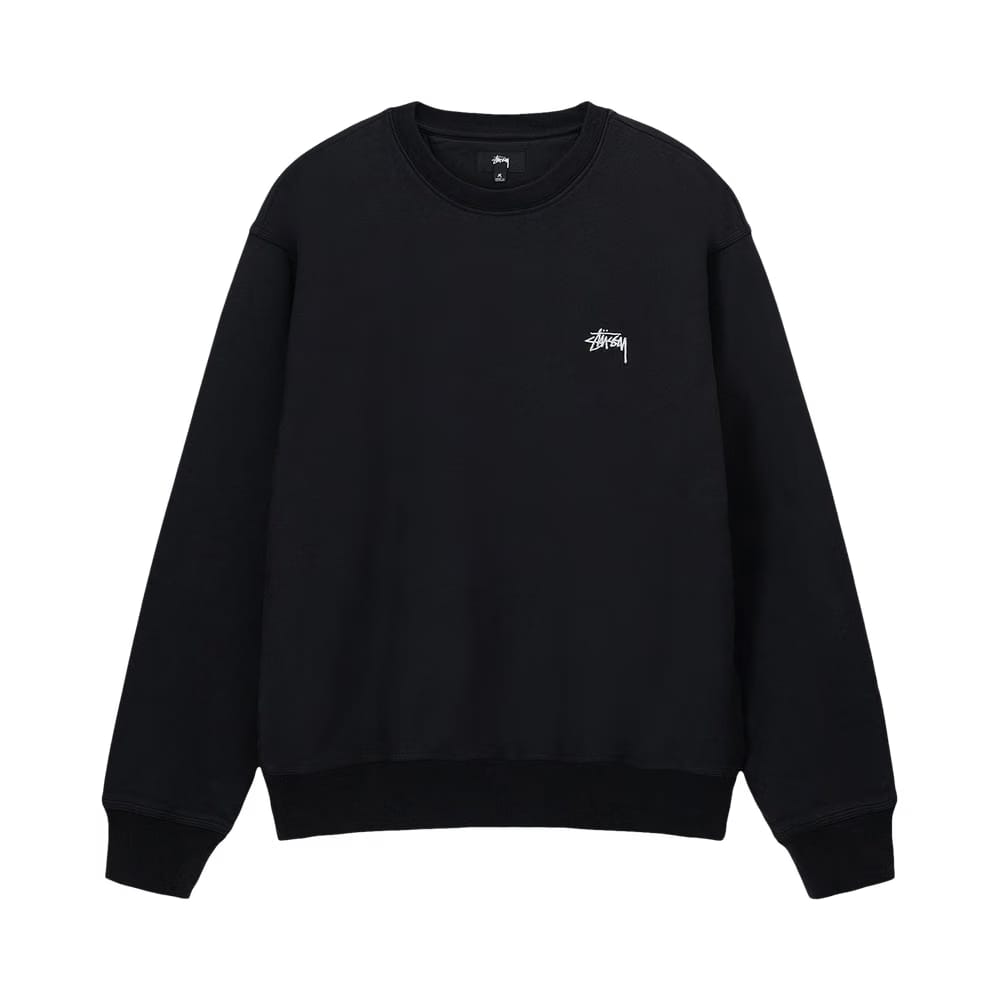 Stussy Overdyed Stock Logo Crew Black