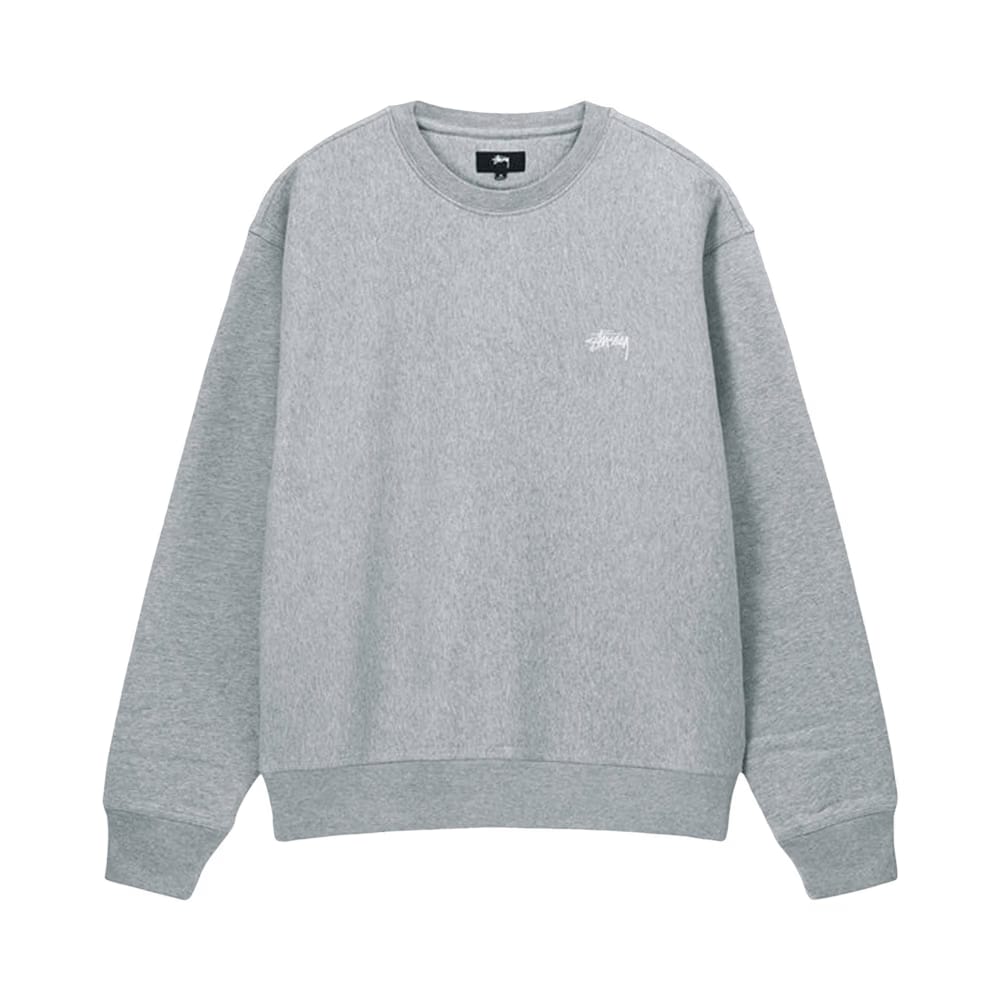 Stussy Overdyed Stock Logo Crew Grey Heather