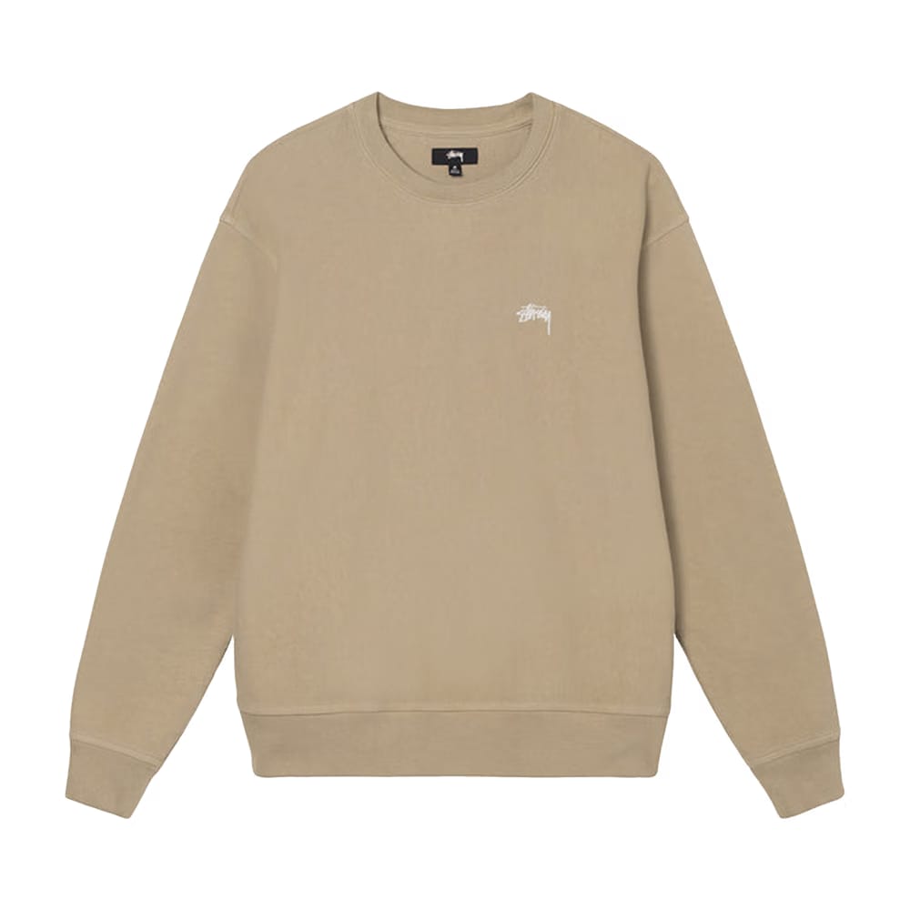 Stussy Overdyed Stock Logo Crew Khaki