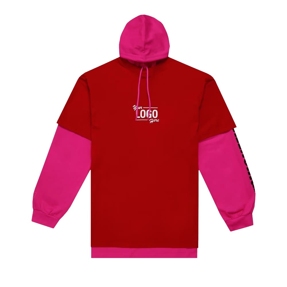 Balenciaga Hooded Double Layer T-Shirt Raspberry/White