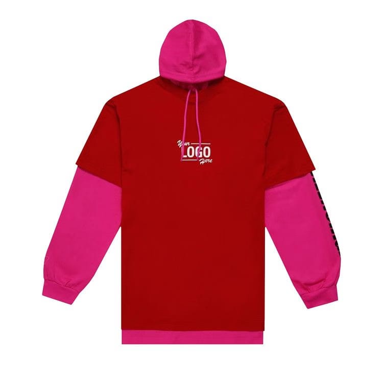 Balenciaga Hooded Double Layer T-Shirt Raspberry/White