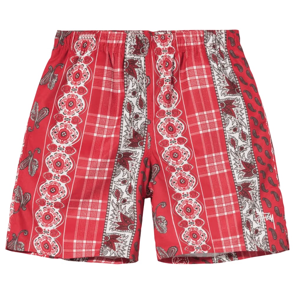 Stussy Paisley Plaid Stock Water Shorts Red