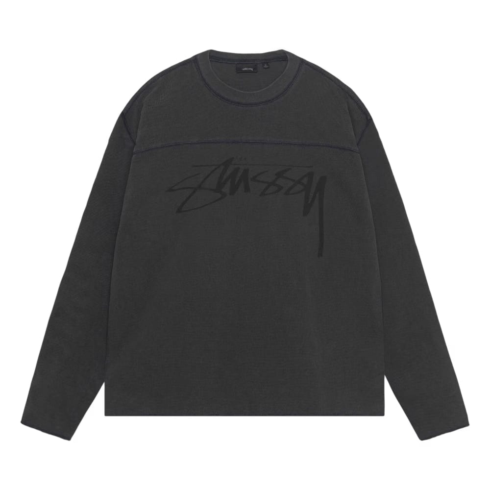 Stussy Pigment Dyed Football Crew Washed Black