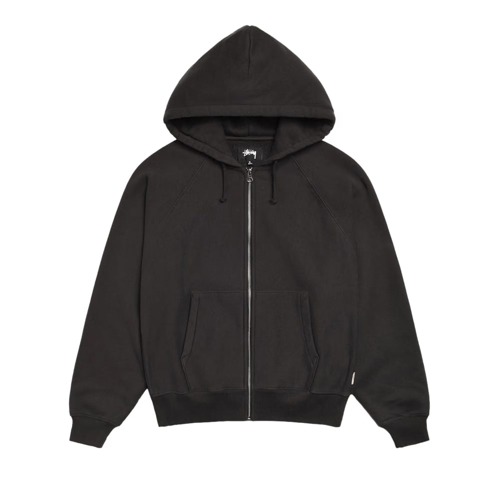 Stussy Raglan Zip Hoodie Washed Black