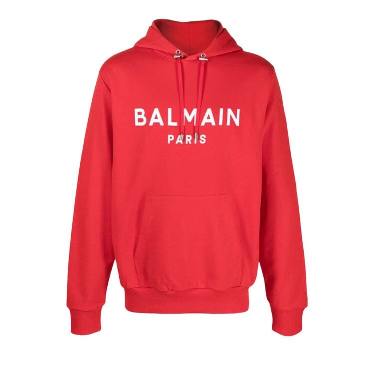 Balmain Printed Hoodie Red/White