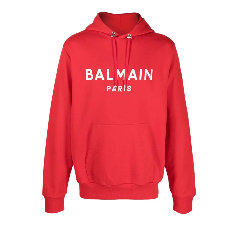 Balmain Printed Hoodie Red/White